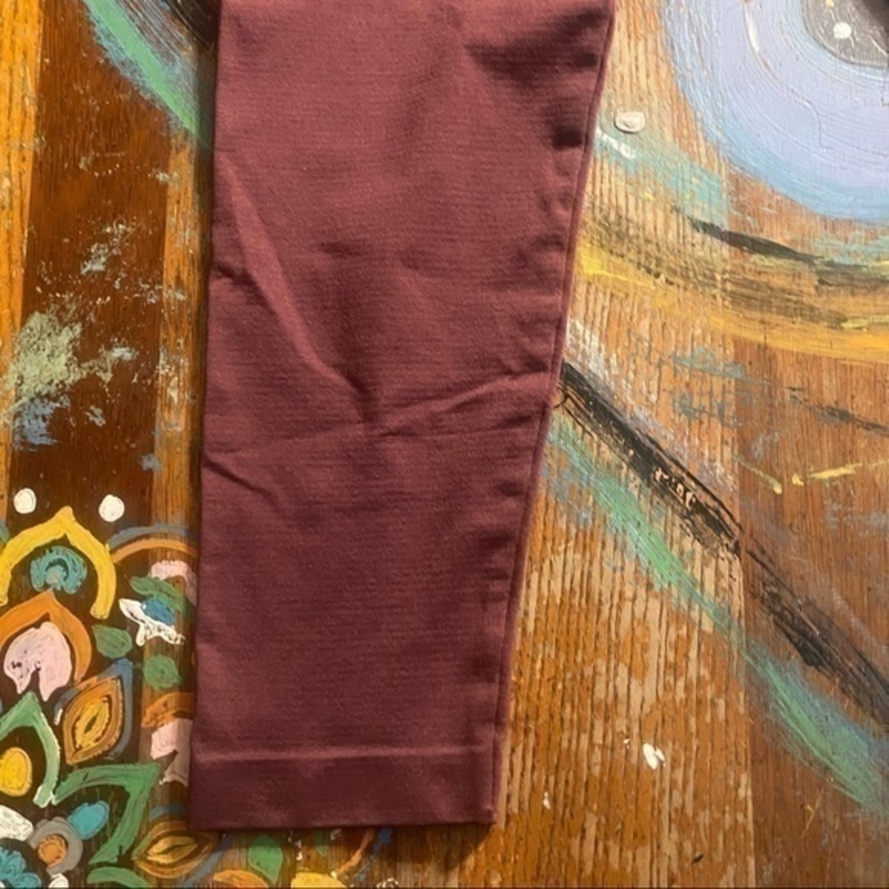 Really Clean Gym Shark Burgundy Leggings Size Small - Picture 4 of 6